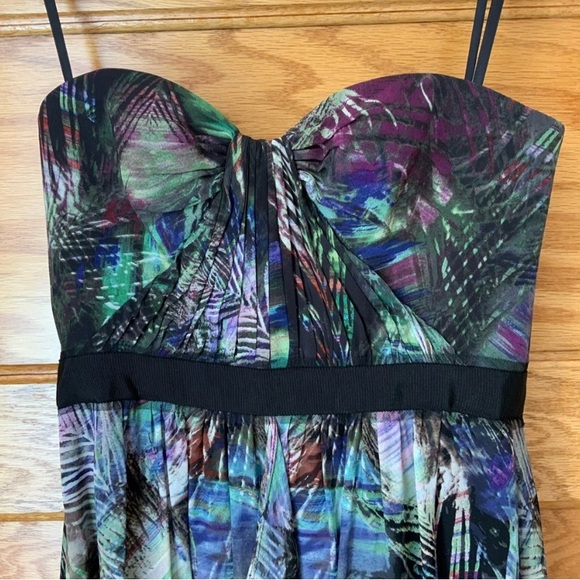 BCBGMAXAZRIA Black Printed Silk Maxi Dress Size 4 - Picture 4 of 16